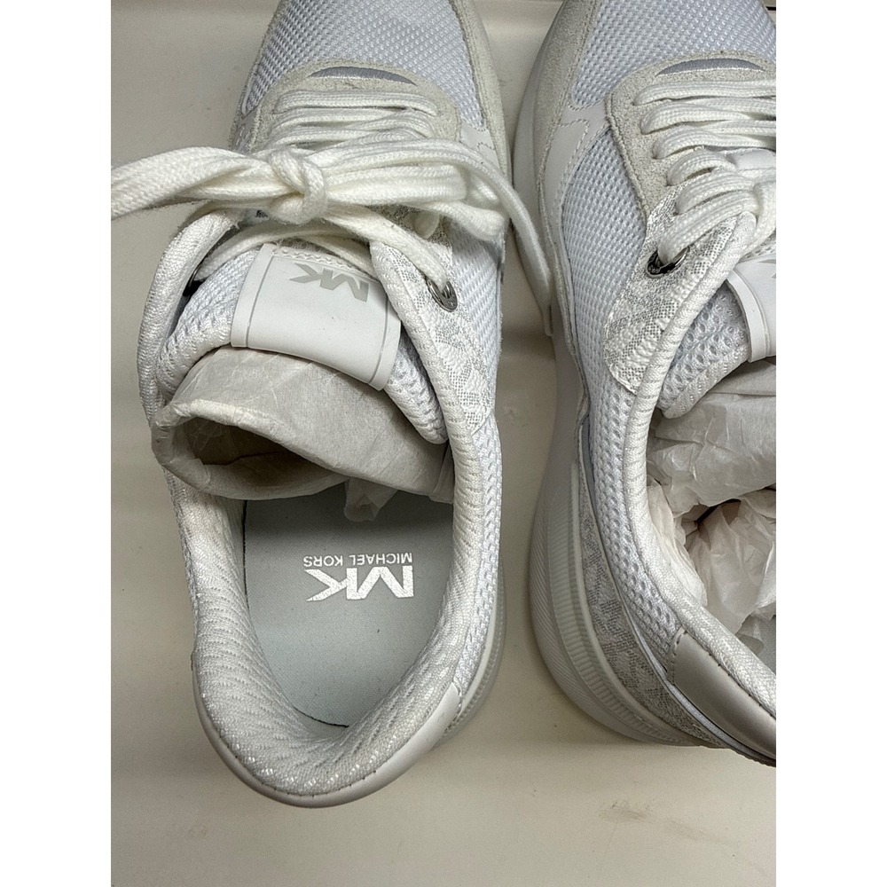 New Michael Kors Trevor Trainer White Mesh Suede Sneakers 42F4TRFS7D Mens Size 9 - Picture 10 of 11